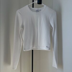 TNA Waffle Knit White Long Sleeve Top